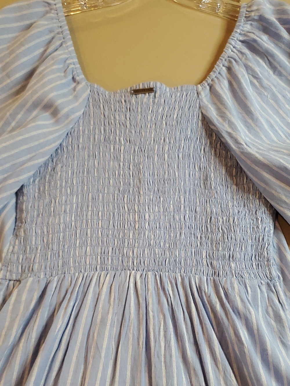 Billabong Days in Paradise Stripe Puff Sleeve Smock Mini Dress Women's Medium - Picture 6 of 7